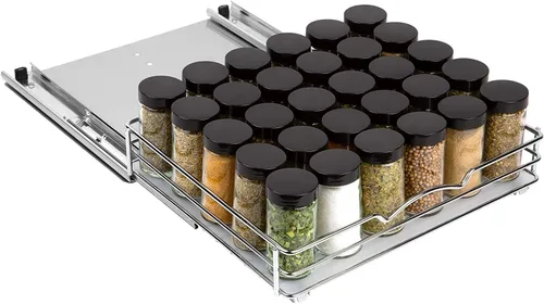 Miniatura 13 de Organizador de especias para gabinete, estante de especias extraíble para armarios de cocina superior, para especias, salsas, alimentos enlatados