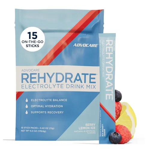 AdvoCare Rehydrate - Mezcla de bebida con electrolitos - Incluye magnesio, sodio, potasio y calcio - Fortificado con antioxidantes y aminoácidos -