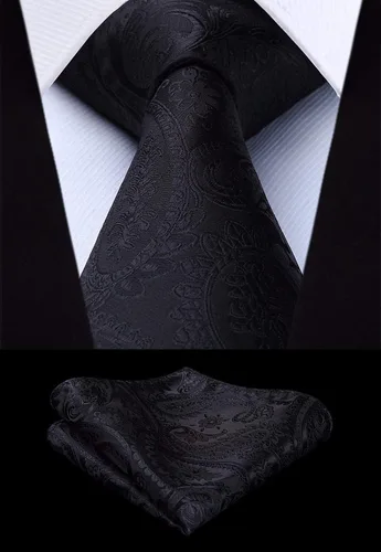 Miniatura 6 de Enlision Mens Vest Tie Set Paisley Vest and Necktie Pocket Square 3pc Formal Dress Waistcoat for Suit or Tuxedo