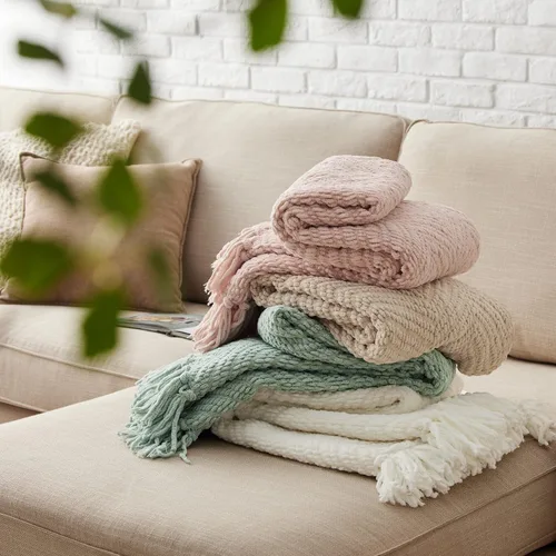 Miniatura 7 de Bedsure Mantas de punto para sofá - Manta de chenilla tejida con textura - Manta boho súper suave y cálida con borlas para cama, sofá y sala