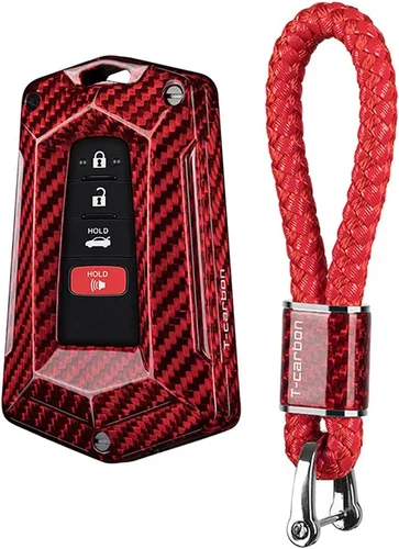 Miniatura 12 de Funda para llavero de coche para Toyota 86 GT86 Avalon C-HR Camry Corolla Highlander Prado Prius RAV4 carcasa de fibra de carbono, Negro / rojo +