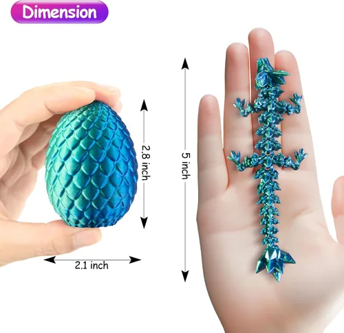Miniatura 2 de Dxldfks Dragón impreso en 3D con huevo, pequeños huevos de dragón de cristal articulados para cestas de Pascua, decoración del hogar y la oficina