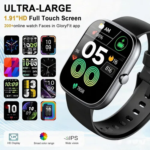 Miniatura 4 de Reloj inteligente para hombres y mujeres (respuesta/hacer llamadas), reloj inteligente con pantalla HD de 1.91 pulgadas, monitor de ritmo