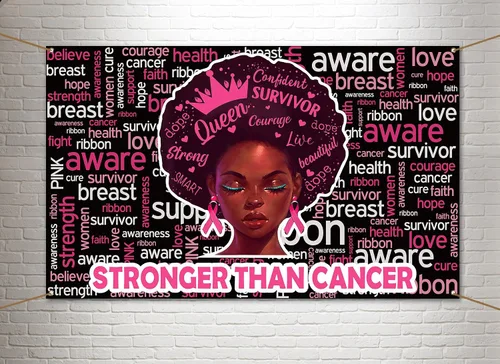 Pudodo Cartel de fondo de concientización sobre el cáncer de mama, cinta rosa más fuerte que el cáncer, soporte para fotografía de fondo para
