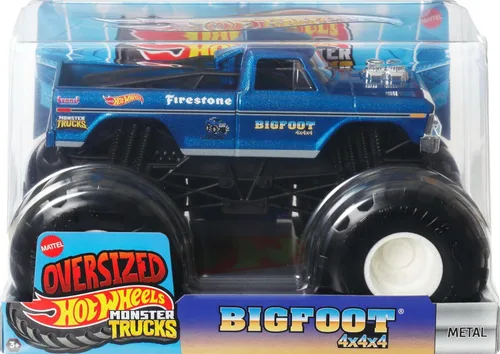 Miniatura 5 de Hot Wheels Monster Trucks, camión monstruo de gran tamaño, camión de juguete fundido a presión a escala 1:24 con ruedas gigantes y diseños geniales