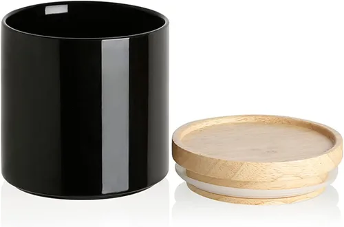 Miniatura 73 de Sweejar Kitchen Canisters - Tarro de cerámica para almacenamiento de alimentos, recipientes apilables con sello hermético y tapa de madera