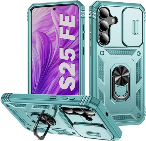 Miniatura 43 de PASNEW Funda para Samsung Galaxy S22 Ultra 5G, cubierta de cámara deslizante y soporte de dedo de metal giratorio de 360°, militar, resistente, a