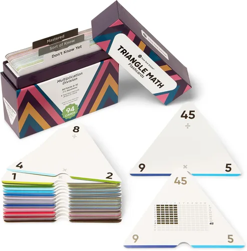 Miniatura 9 de Think Tank Scholar Juego de tarjetas flash triangulares de suma y resta (376 ecuaciones matemáticas), todos los hechos 0-12 - codificados por