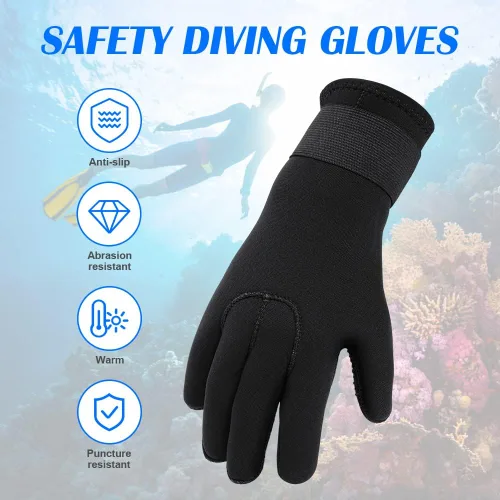 Miniatura 2 de AUAUY Guantes de buceo, guantes de neopreno de 0.118 pulgadas (0.118 in), guantes de neopreno cálidos de cinco dedos, guantes de surf flexibles