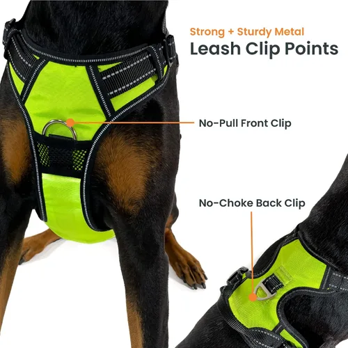 Miniatura 2 de 4Knines Arnés para perro sin tirones para perros grandes, arnés reflectante ajustable con clips de correa delanteros y traseros, duradero, fácil