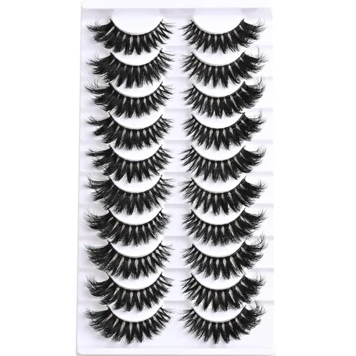 Miniatura 3 de FARRED - Pestañas postizas cortas, de visón natural, rizadas, delgadas y esponjosas que parecen extensiones, 0.6 pulgadas, pestañas rusas dramáticas