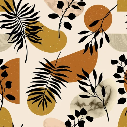 VEELIKE Papel tapiz geométrico bohemio para despegar y pegar, papel tapiz abstracto de hojas para paredes, estantes, armarios, 17.7 x 118 pulgadas,