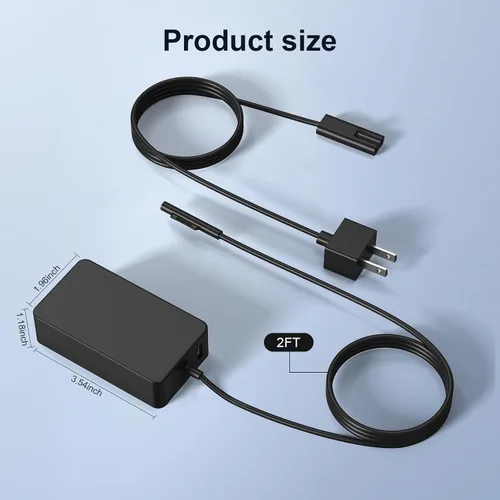 Miniatura 6 de 65W Microsoft Surface Charger Pro/Laptop/Book/Go Replacement AC Adapter Fits Surface Pro1-11, Laptop1-7, Book1-3, Go1-3, 65W works with 44W/36W