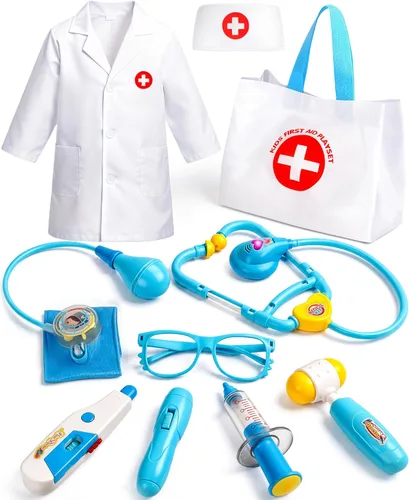 Fajiabao Kit de médico para niños pequeños de 3 a 5 años, juguetes de vestir preescolares para niños de 2 a 3 años con disfraz, estetoscopio de