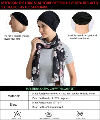Miniatura 2 de Forro de algodón de bambú para mujer, con bufandas sedosas para el cáncer, pérdida de cabello, gorras de sueño