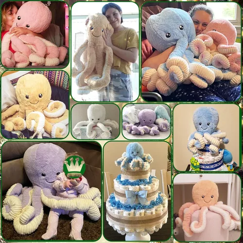 Miniatura 8 de DENTRUN Animales de peluche de pulpo, muñeca de pulpo gigante de peluche para jugar, juguetes para niños, niñas, niños, adultos, cumpleaños, Azul