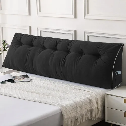 Miniatura 13 de Sasttie - Almohada de cabecero completa, almohada de cuña para cabecero para sentarse en la cama, cojín triangular de apoyo para la espalda