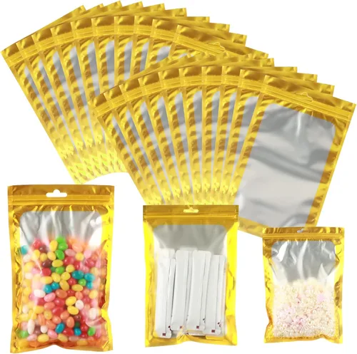 Miniatura 26 de 400 bolsas de Mylar resellables de 4 x 5 pulgadas, color negro, para almacenamiento de alimentos, bolsa resellable de Mylar con ventana transparente