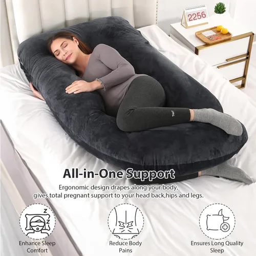 Miniatura 4 de BATTOP Almohadas de embarazo para dormir, almohada de maternidad de cuerpo completo para dormir de lado, soporte para espalda, piernas, vientre