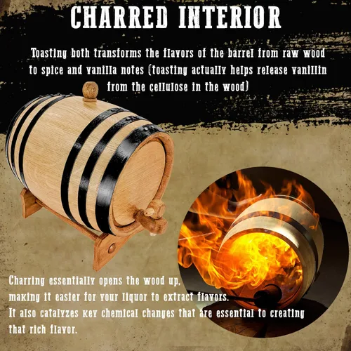Miniatura 3 de Mini barril de envejecimiento de roble grabado y personalizado para whisky, vino, escocés, bourbon – Kit completo de envejecimiento para cerveceros