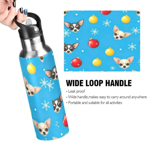 Miniatura 4 de Cute Dog Faces Stainless Steel Vacuum Insulated Water Bottle 20 Oz Leakproof Water Bottles, BPA-Free Sport Water Bottle