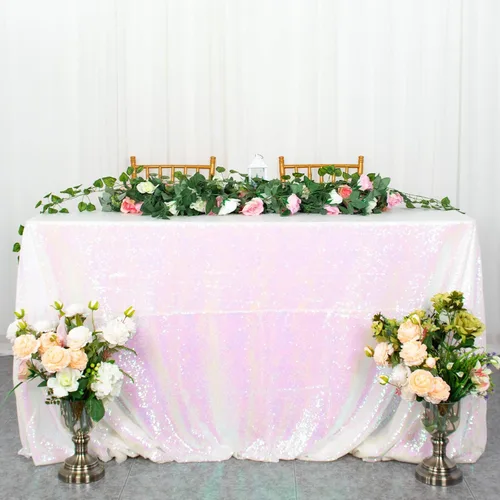 Miniatura 11 de ShiDianYi Mantel de lentejuelas color azul bebé, de 50 x 72 pulgadas, mantel rectangular de lentejuelas para decoración de boda - 200111E