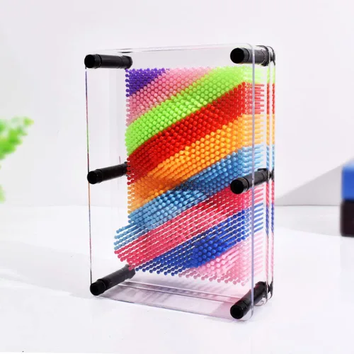 Miniatura 6 de Juguete de arte de pines 3D – Tablero de arte único de plástico arcoíris para niños, 3.7 x 5 pulgadas, 3D Pin Impresión, aguja de escultura