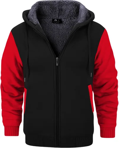 Miniatura 87 de GEEK LIGHTING Sudadera con capucha y cremallera para hombre, forro polar, chaqueta gruesa con capucha para invierno, cálida sudadera atlética