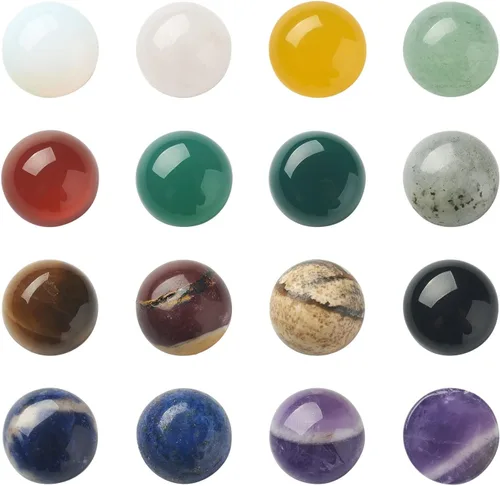 Miniatura 16 de Fashewelry 50 cabujones de piedra preciosa natural ovalada de aventurina verde con parte trasera plana, 0.551 x 0.394 in, cuentas de cristal