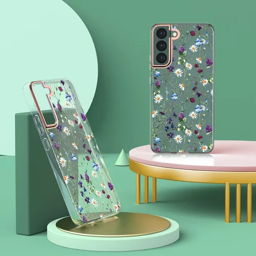 Miniatura 2 de MILPROX Compatible con Samsung Galaxy S22 Funda de Flores, bonito diseño de funda para niñas y mujeres, a prueba de golpes, patrón floral, parte