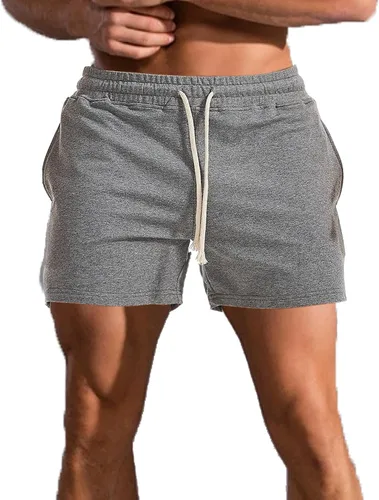 Miniatura 17 de Pantalones cortos de algodón de 5.5/7 pulgadas para hombre, pantalones cortos de entrenamiento de algodón con bolsillos
