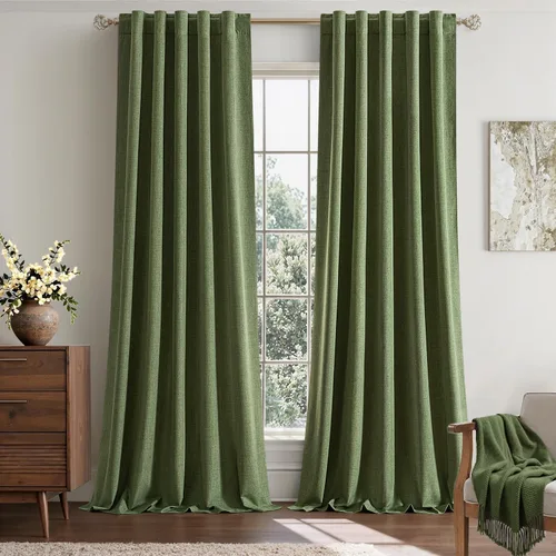 Miniatura 11 de EMEMA - Cortinas opacas de lino color beige, 72 pulgadas de largo, 2 paneles para dormitorio o sala de estar, con aislamiento térmico, 100%