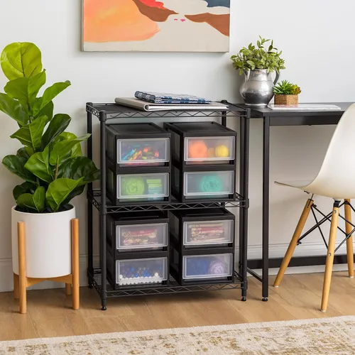 Miniatura 5 de IRIS USA - Paquete de 8 cajones de almacenamiento apilables, 6 cuartos de galón, plástico transparente para despensa, armario, escritorio, cocina