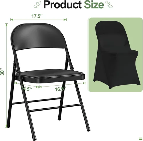 Miniatura 2 de EMART Fundas plegables negras para silla, 25 piezas, poliéster y elastano, universales, estándar, para bodas, fiestas, banquetes y celebraciones