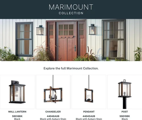 Miniatura 9 de Kichler Marimount 59018BK - Lámpara de pared para exteriores de 17 pulgadas en color negro, aplique de pared exterior de 1 luz con vidrio