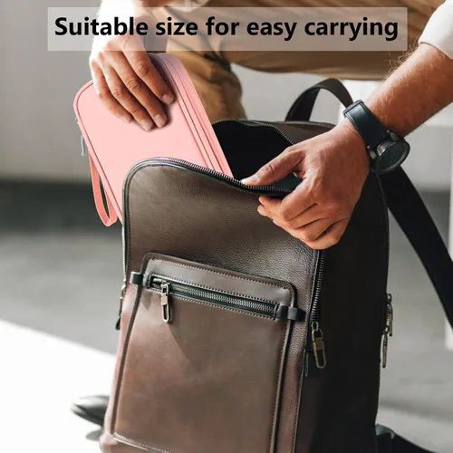 Miniatura 6 de Organizador de viaje electrónico, bolsa de accesorios tecnológicos para cables/cargador y cables (rosa, PU-M)