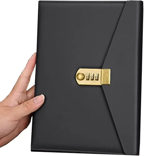ARRLSDB Lock Diary Leather Journal Writing Notebook Planner Organizer Digital Password Notebook Locking Personal Diary (Black)