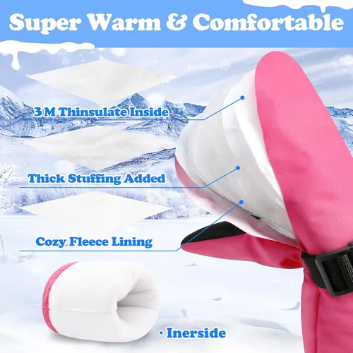 Miniatura 9 de Sarfel Manoplas para niños pequeños, guantes impermeables de nieve y esquí para niños, guantes de invierno para bebés con Thinsulate