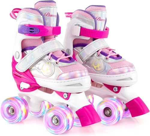Miniatura 18 de BABY JOY Patines de ruedas de mariposa, 4 tamaños ajustables para niñas, adolescentes y adultos de 5 a 8 a 13 años o más, con ruedas iluminadas