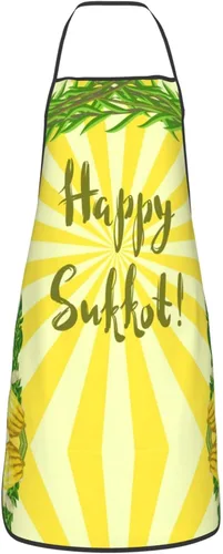 Delantal de chef judío Happy Sukkot para vacaciones, delantales ajustables para restaurantes y camareros para mujeres, hombres, cocina, restaurante