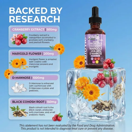 Miniatura 3 de VBiotic Gotas Líquidas Probióticas Vaginales para Mujeres Probióticos para Mujeres Suplemento de Salud Vaginal de Uva Ursi, Cola de Caballo