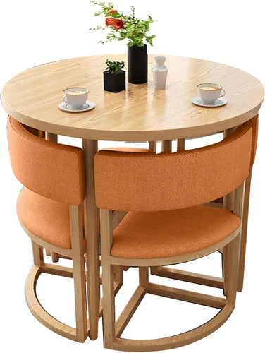 Miniatura 13 de Mesa de cocina y sillas para 4, juego de mesa redonda de comedor para 4, negociación de conferencias pequeñas, 1 mesa y 4 sillas, mesas de café