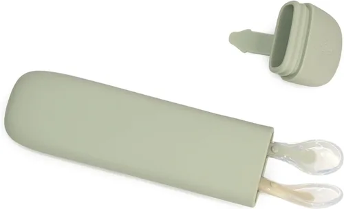 Miniatura 2 de LITTLE RAWR Cucharas de silicona para bebés con caja de almacenamiento, punta suave para bebés de primera etapa, fácil en las encías, cuchara