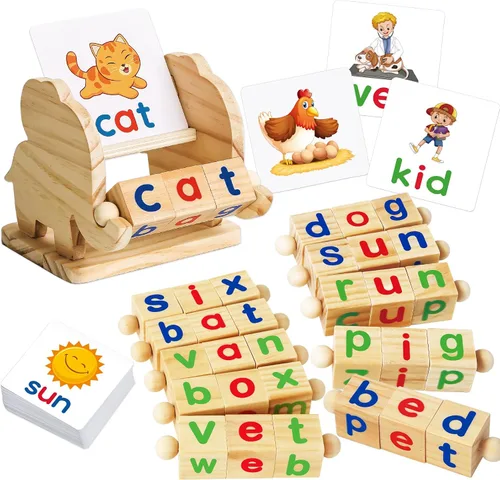 Miniatura 8 de ShyLizard Juguetes Montessori de Aprendizaje y Educación para Niños de 3, 4 y 5 Años, Juguetes de Bloques de Lectura de Madera, Actividades