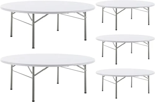 Miniatura 38 de BTEXPERT Juego de 2, mesa plegable de utilidad de 4 pies, ligera, altura ajustable, portátil, con asa de transporte, para interiores y exteriores
