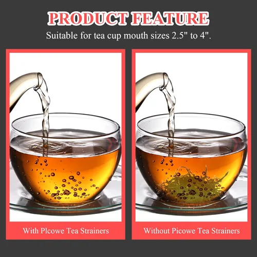 Miniatura 4 de Bonsicoky Paquete de 2 cuencos coladores de té, filtro de té de hojas sueltas de acero inoxidable para boca de taza de 2.5 a 4 pulgadas, dorado