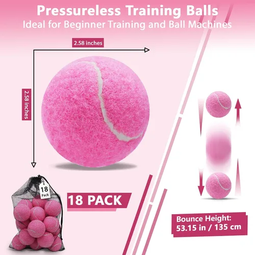 Miniatura 2 de Pelotas de tenis, paquete de 18 pelotas de entrenamiento con bolsa de malla para un fácil transporte, pelotas de práctica para perros y mascotas