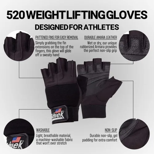 Miniatura 3 de Schiek Sports 520 - Guantes de levantamiento de pesas sin dedos para mujer