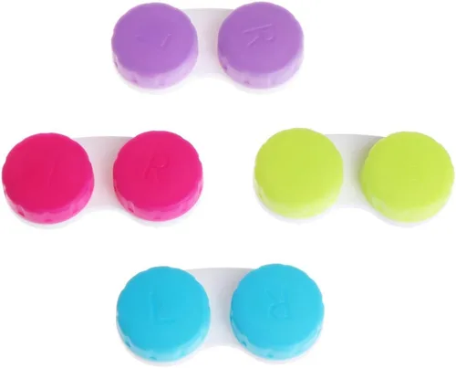 Lentes de contacto de colores para estuche Lente de contacto para estuche para ojos Contactos Kit de viaje Soporte Contenedor de lente Cand redondo