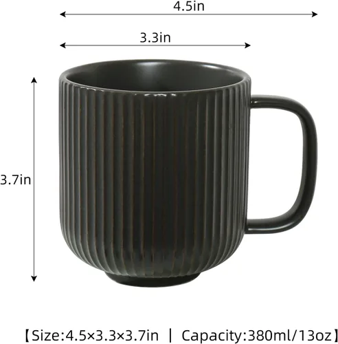 Miniatura 2 de TAIMEI Tazas de café de cerámica, juego de 4 tazas de café grandes de 13 onzas para tazas de coco calientes, café y cacao, taza acanalada vintage